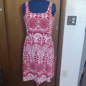 Red and White Floral Dress